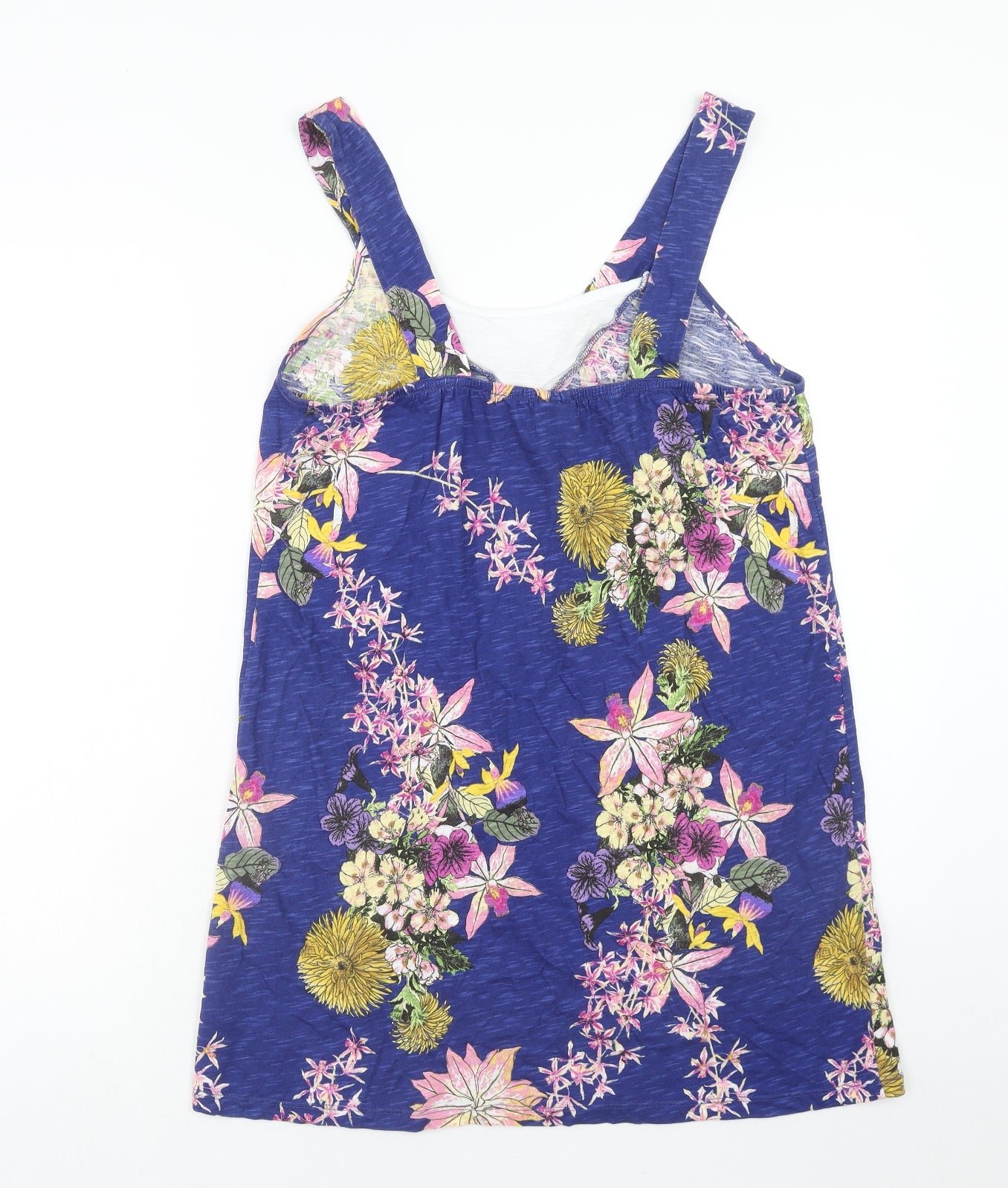 NEXT Womens Blue Floral Cotton Tunic Tank Size 16 Scoop Neck - Tie Neck Detail