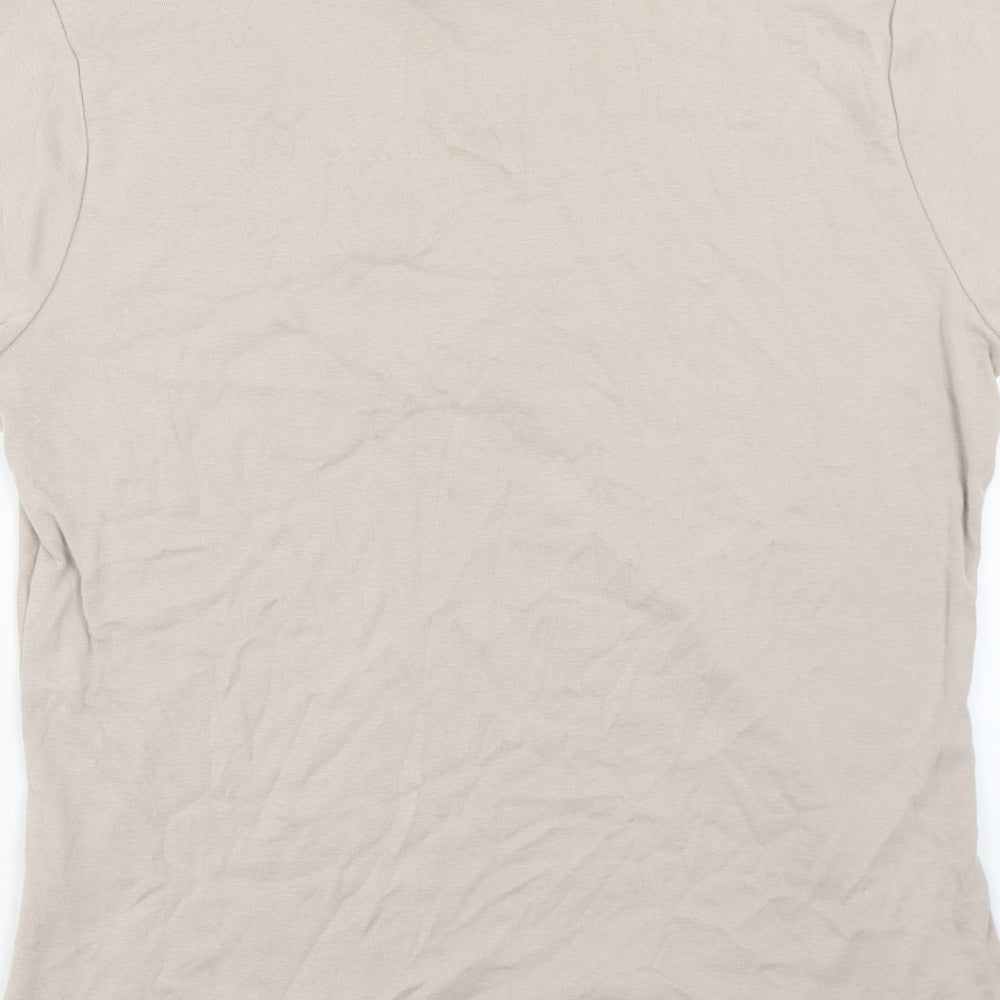 M&Co Womens Pink Floral Cotton Basic T-Shirt Size 2XL Scoop Neck