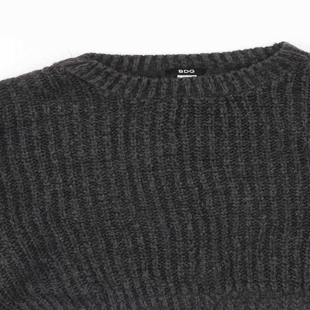 BDG Womens Grey Round Neck Acrylic Pullover Jumper Size M