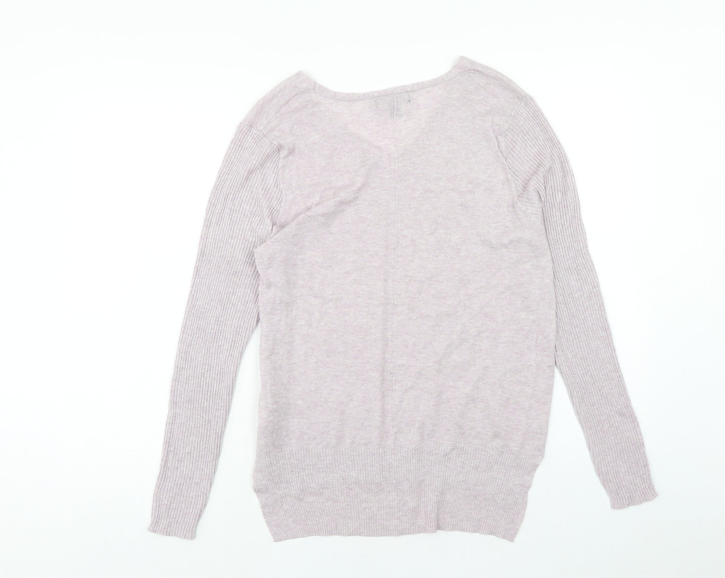 Marks and Spencer Womens Purple V-Neck Acrylic Pullover Jumper Size 14
