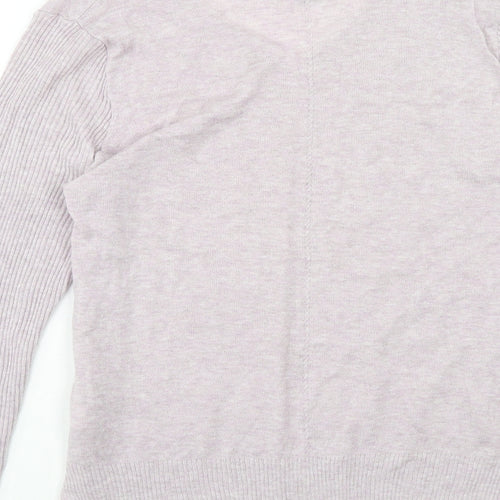Marks and Spencer Womens Purple V-Neck Acrylic Pullover Jumper Size 14