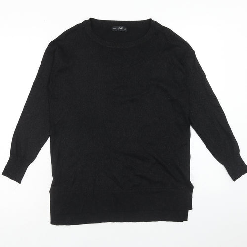 F&F Womens Black Round Neck Polyester Pullover Jumper Size 10