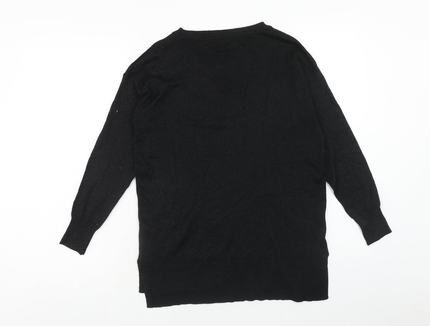 F&F Womens Black Round Neck Polyester Pullover Jumper Size 10