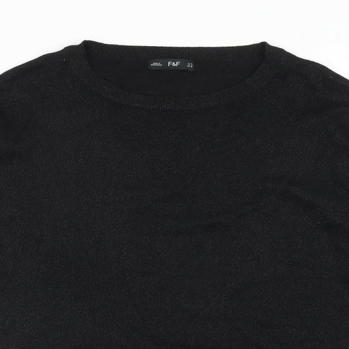 F&F Womens Black Round Neck Polyester Pullover Jumper Size 10