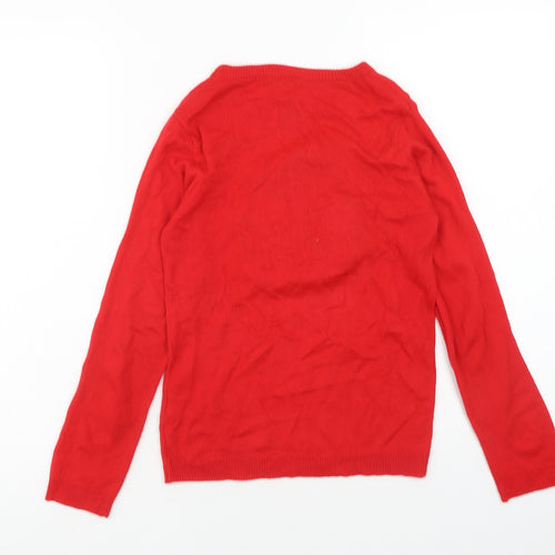 Primark Girls Red Round Neck Acrylic Pullover Jumper Size 10-11 Years Pullover - Christmas Penguin
