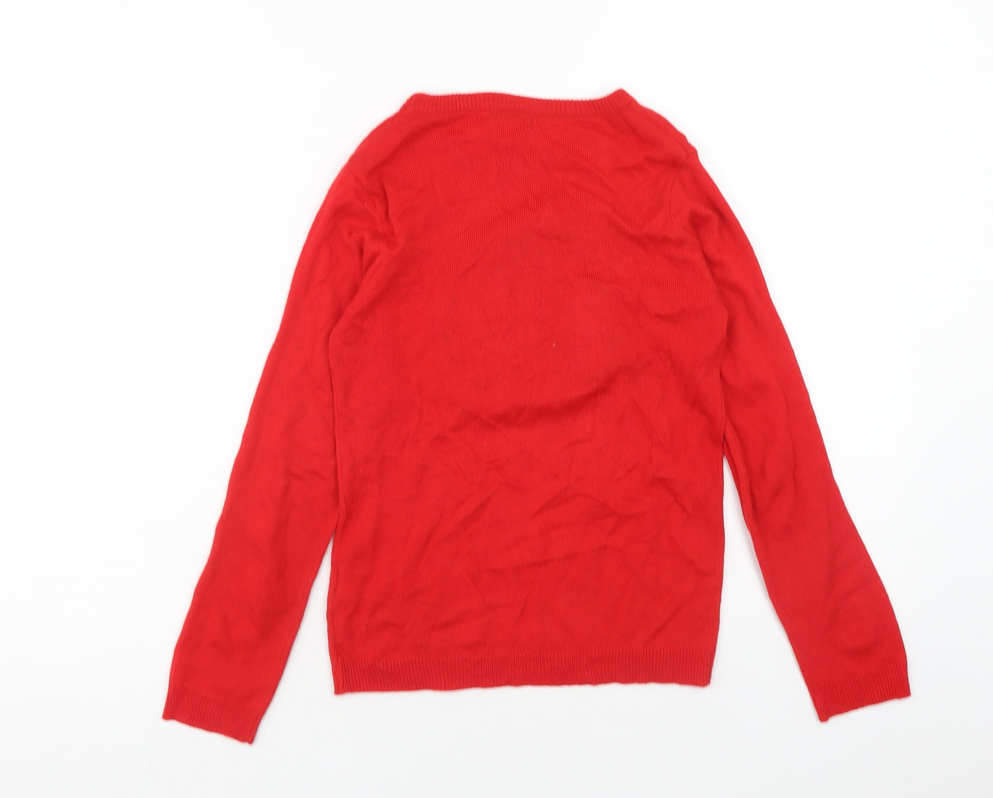 Primark Girls Red Round Neck Acrylic Pullover Jumper Size 10-11 Years Pullover - Christmas Penguin