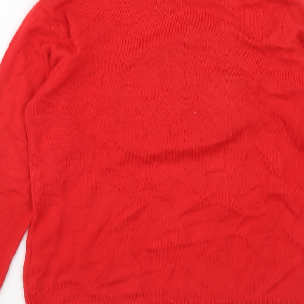 Primark Girls Red Round Neck Acrylic Pullover Jumper Size 10-11 Years Pullover - Christmas Penguin