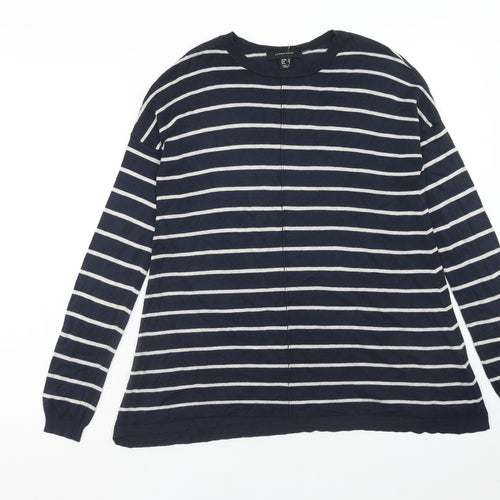 Atmosphere Womens Blue Round Neck Striped Viscose Pullover Jumper Size 10