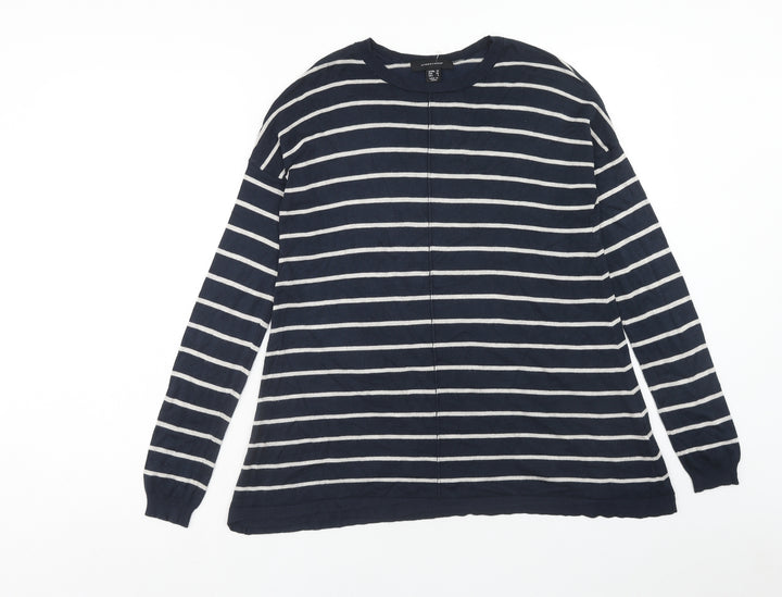 Atmosphere Womens Blue Round Neck Striped Viscose Pullover Jumper Size 10