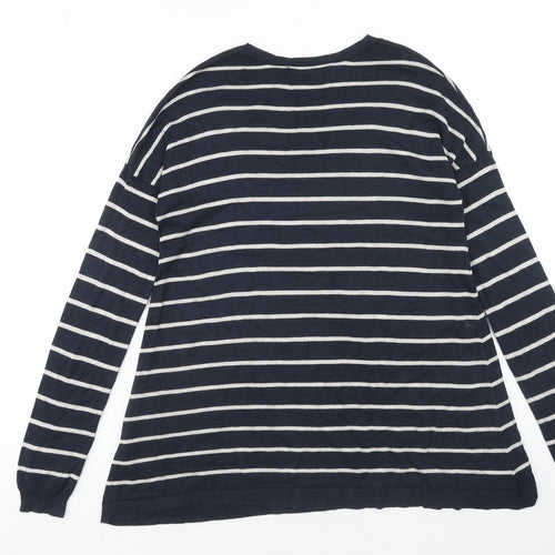 Atmosphere Womens Blue Round Neck Striped Viscose Pullover Jumper Size 10