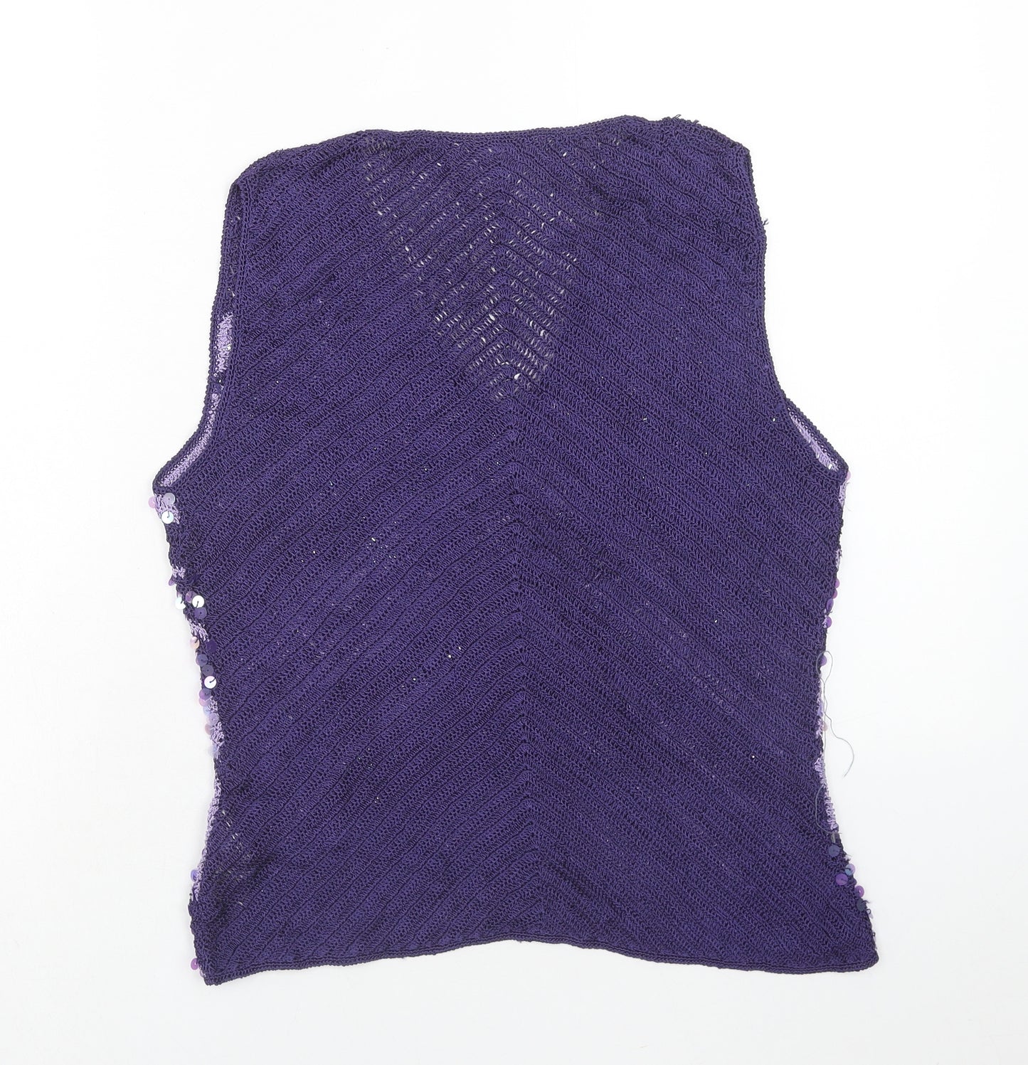 Marks and Spencer Womens Purple Striped Viscose Basic Tank Size 16 V-Neck
