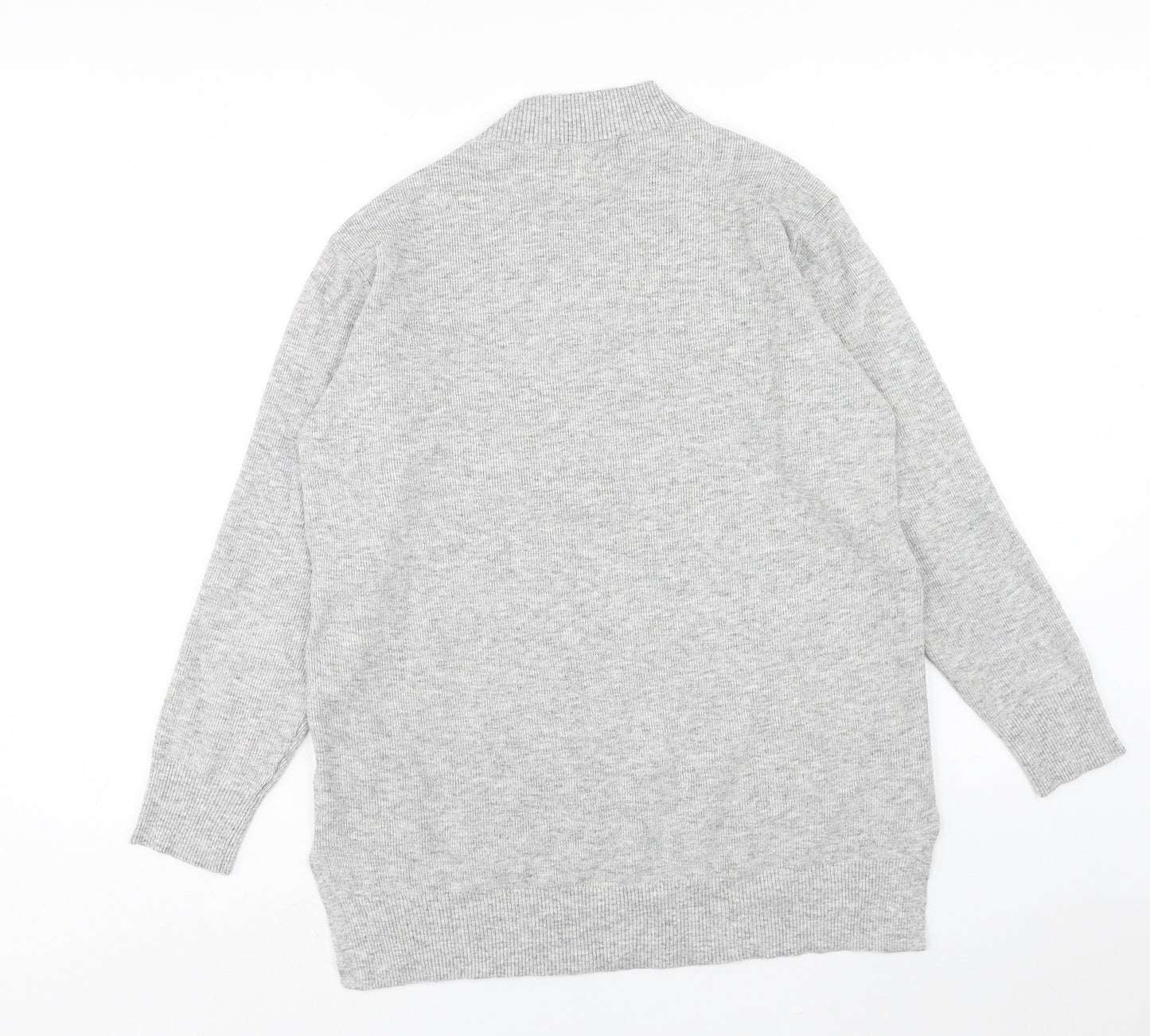 Marks and Spencer Mens Grey V-Neck Viscose Pullover Jumper Size L Long Sleeve