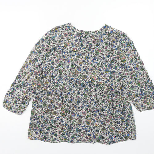 Warehouse Womens Multicoloured Floral Viscose Basic Blouse Size 12 Round Neck