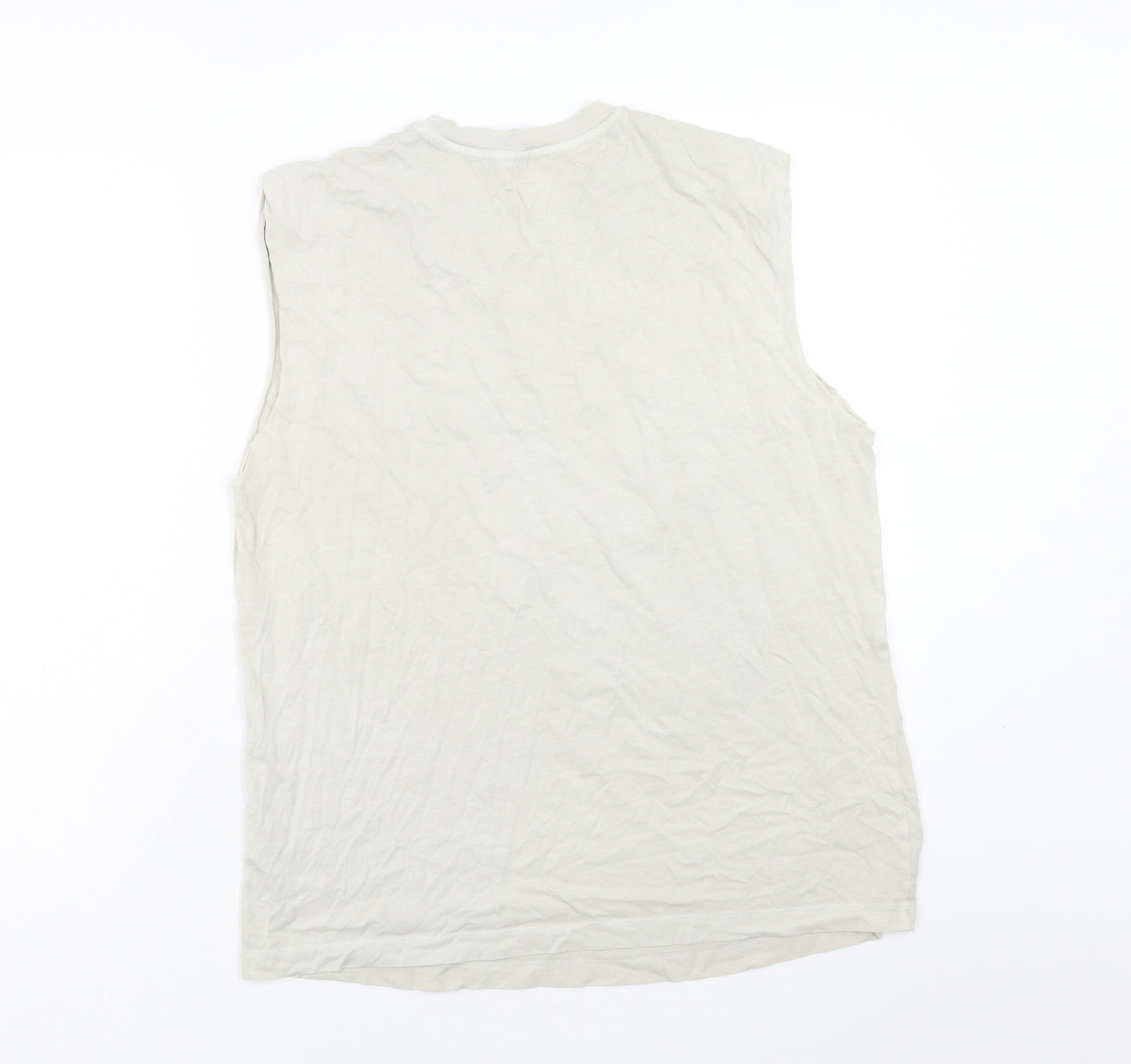 H&M Mens Ivory Cotton T-Shirt Size S Round Neck - Greetings from California Vest