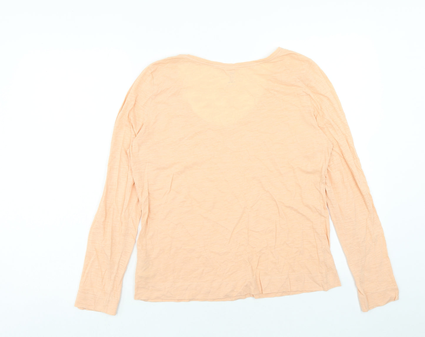 H&M Womens Orange Cotton Basic T-Shirt Size M V-Neck