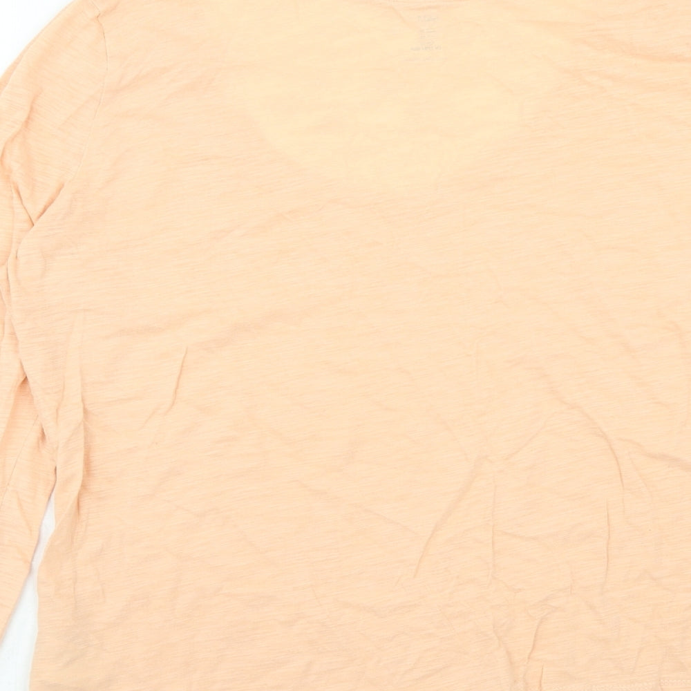 H&M Womens Orange Cotton Basic T-Shirt Size M V-Neck