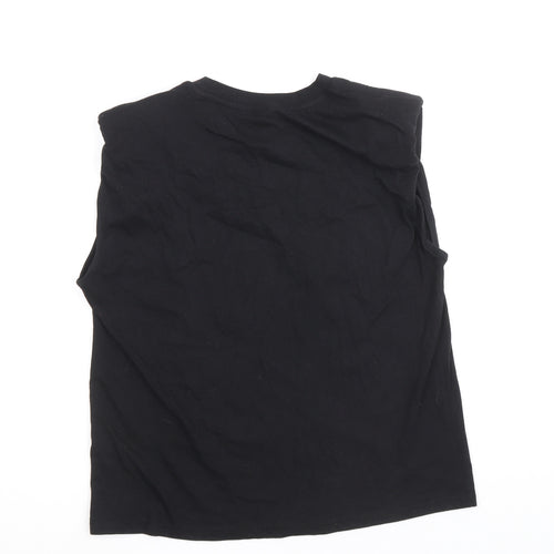 H&M Womens Black 100% Cotton Cropped Tank Size XS Round Neck - Sports Car