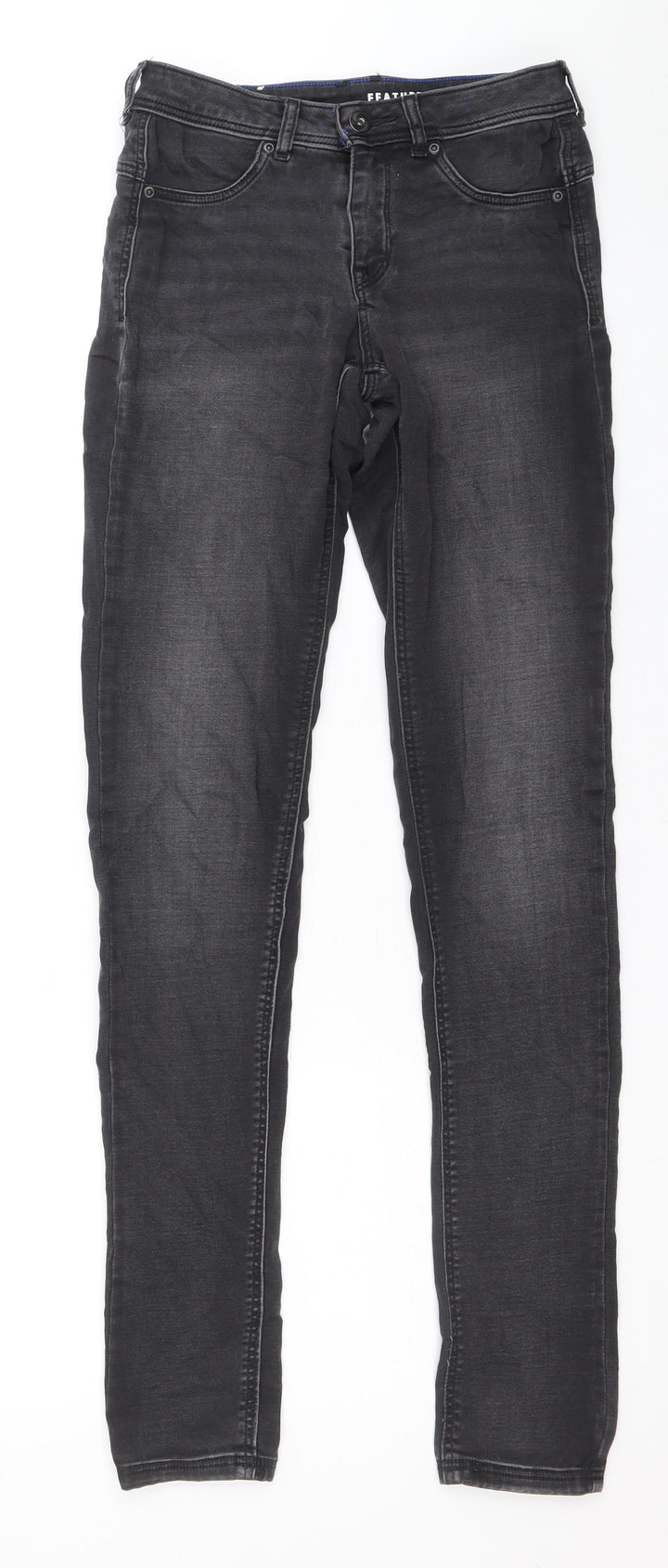 Preworn Womens Grey Cotton Skinny Jeans Size 27 in Regular Zip