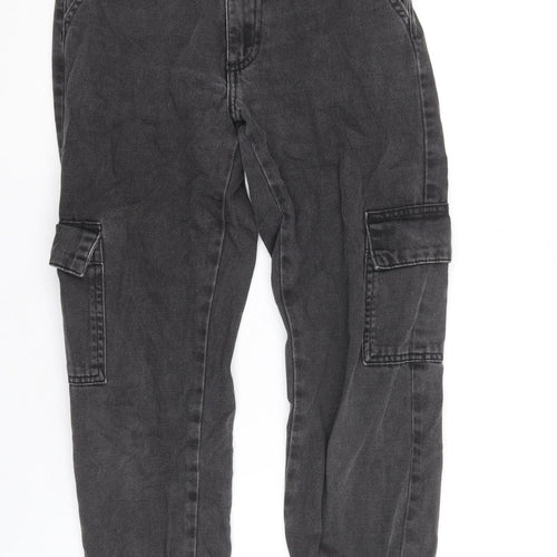 Denim & Co. Womens Grey Cotton Tapered Jeans Size 6 Regular Zip
