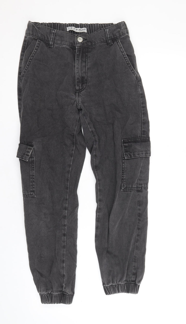 Denim & Co. Womens Grey Cotton Tapered Jeans Size 6 Regular Zip