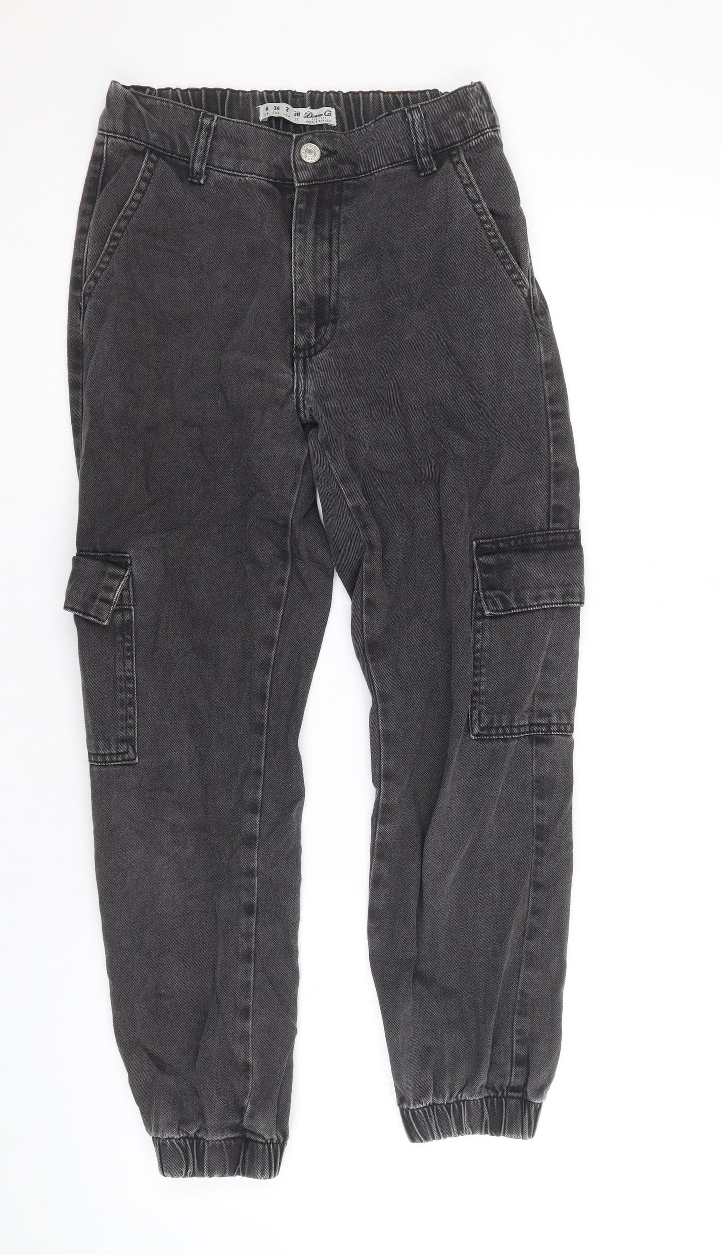 Denim & Co. Womens Grey Cotton Tapered Jeans Size 6 Regular Zip