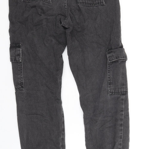 Denim & Co. Womens Grey Cotton Tapered Jeans Size 6 Regular Zip