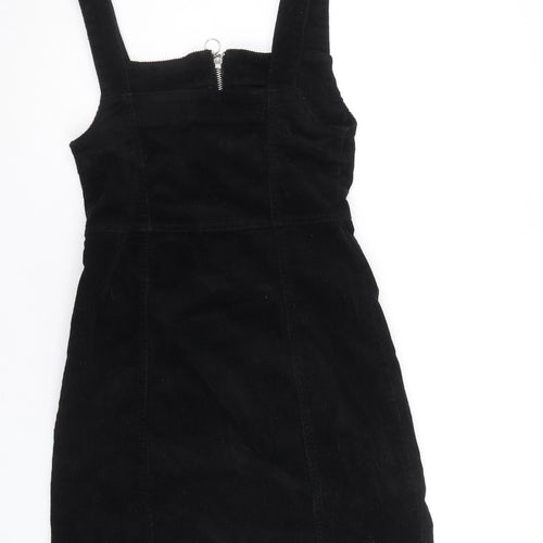 Denim & Co. Womens Black Cotton Mini Size 6 Square Neck Zip