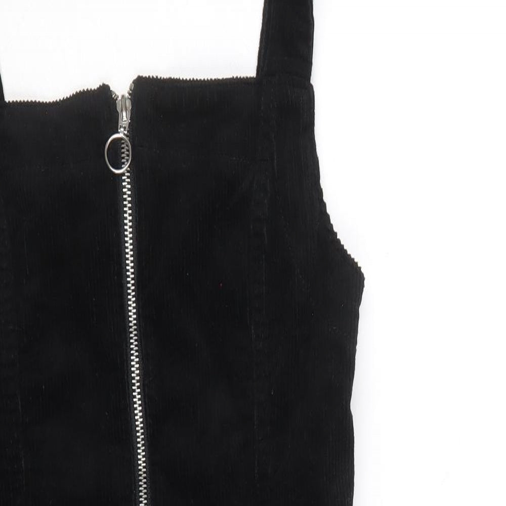 Denim & Co. Womens Black Cotton Mini Size 6 Square Neck Zip
