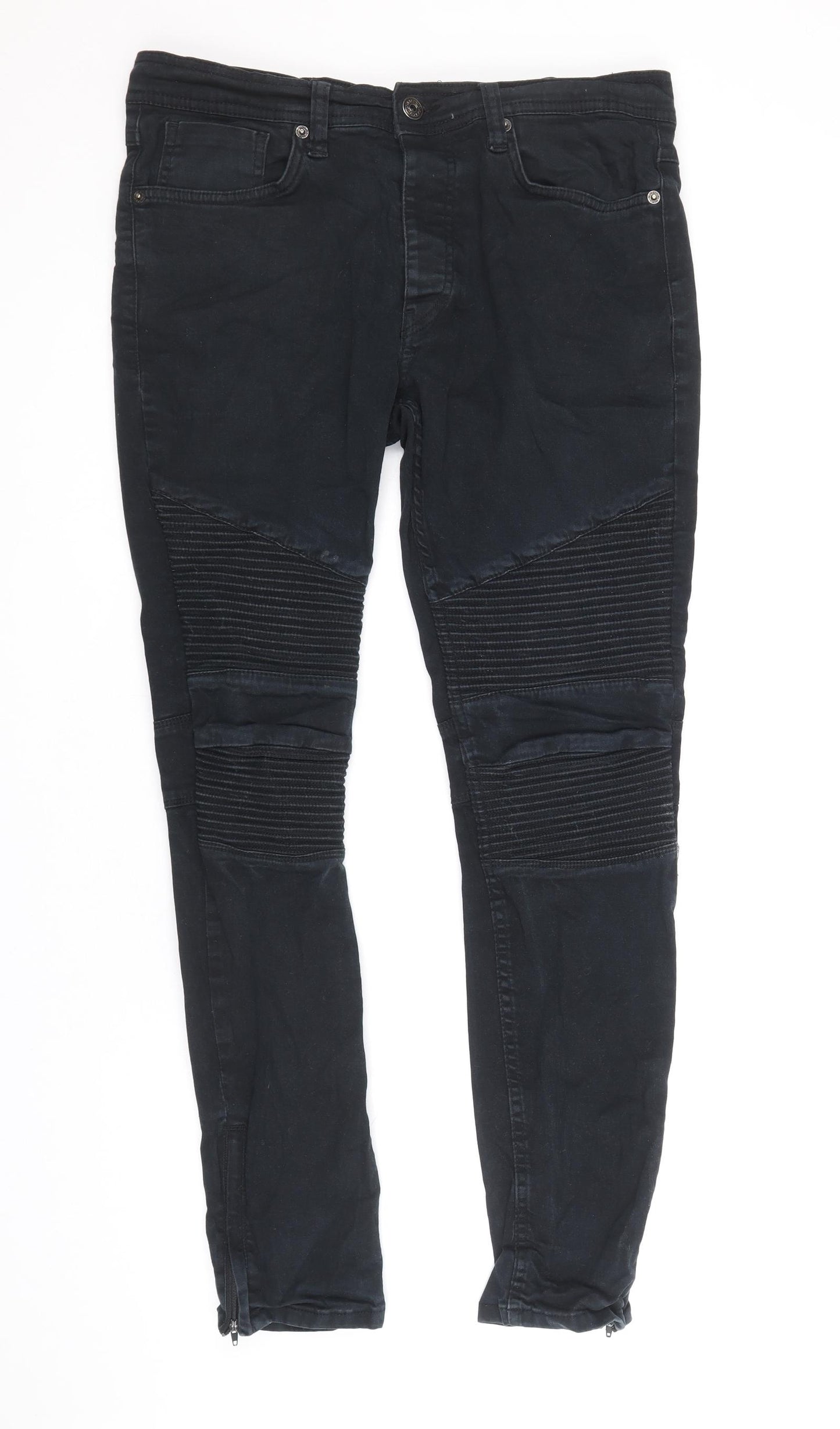 Condemned Nation Mens Black Cotton Skinny Jeans Size 32 in Regular Zip - Short Length