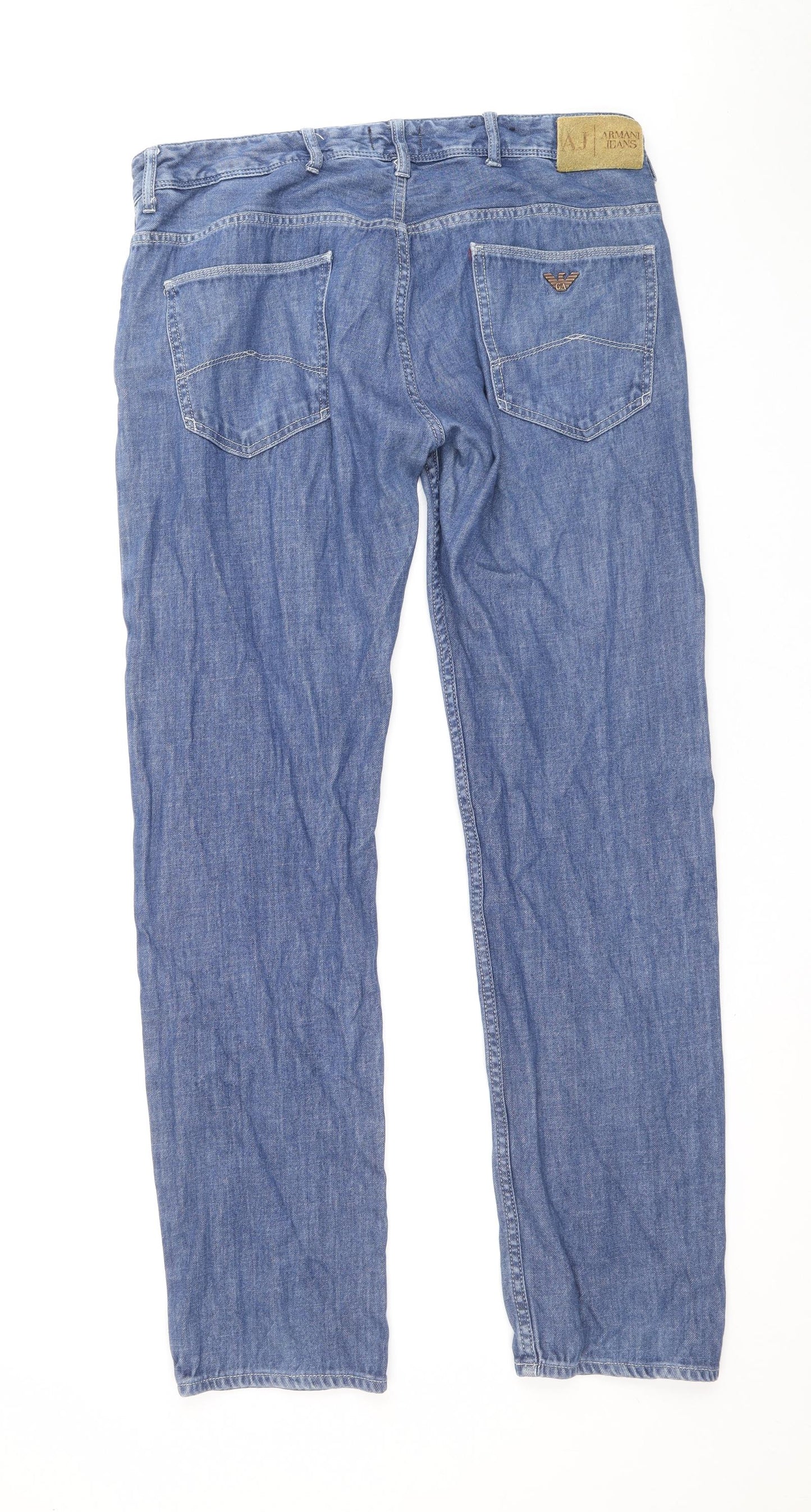 Armani Jeans Mens Blue Cotton Straight Jeans Size 36 in Regular Button