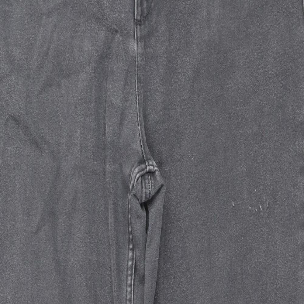 Per Una Womens Grey Cotton Straight Jeans Size 16 Regular Zip