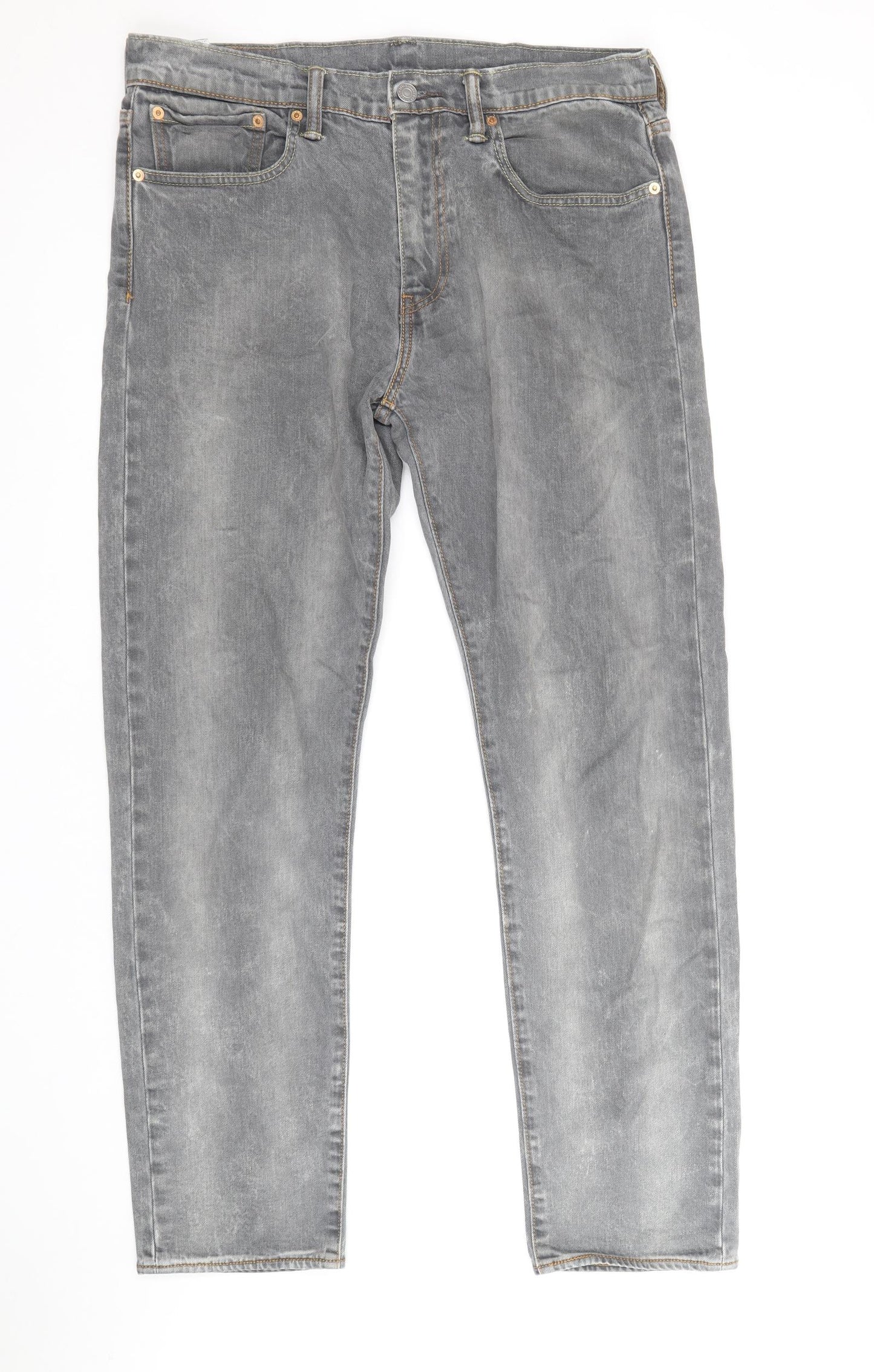 Signature by Levi Strauss & Co. Mens Grey Cotton Straight Jeans Size 32 in Regular Zip - Vintage Wash