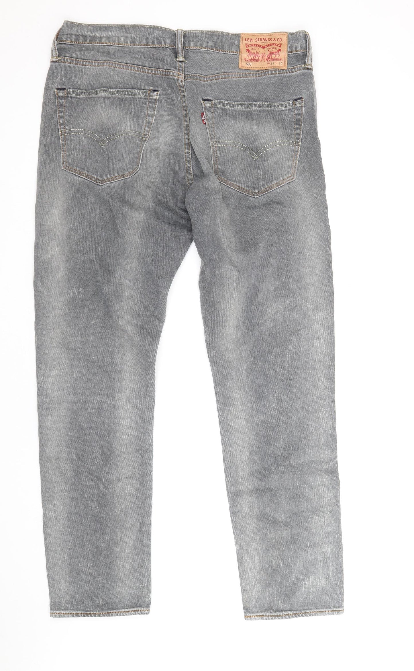 Signature by Levi Strauss & Co. Mens Grey Cotton Straight Jeans Size 32 in Regular Zip - Vintage Wash