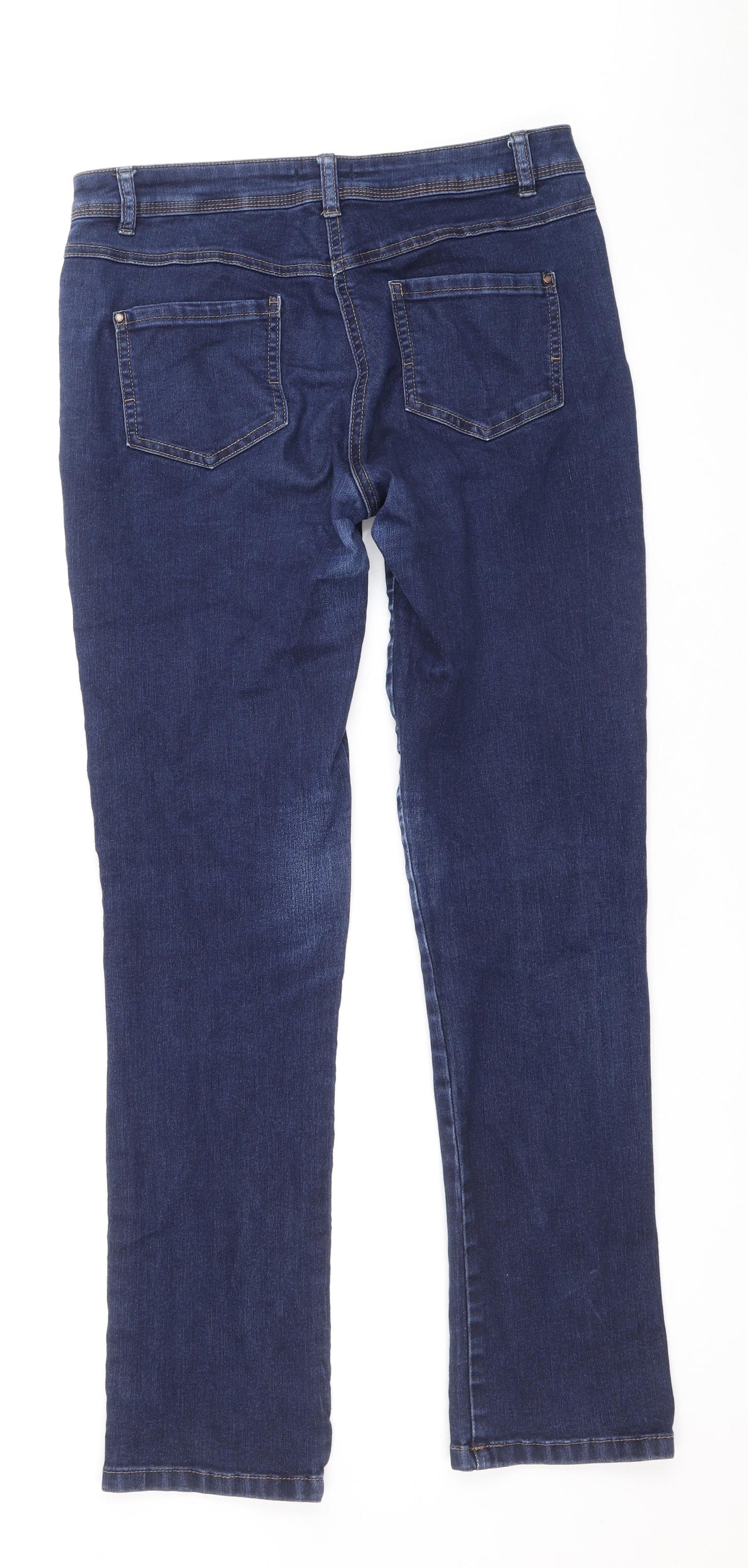 M&Co Womens Blue Cotton Skinny Jeans Size 10 Regular Zip