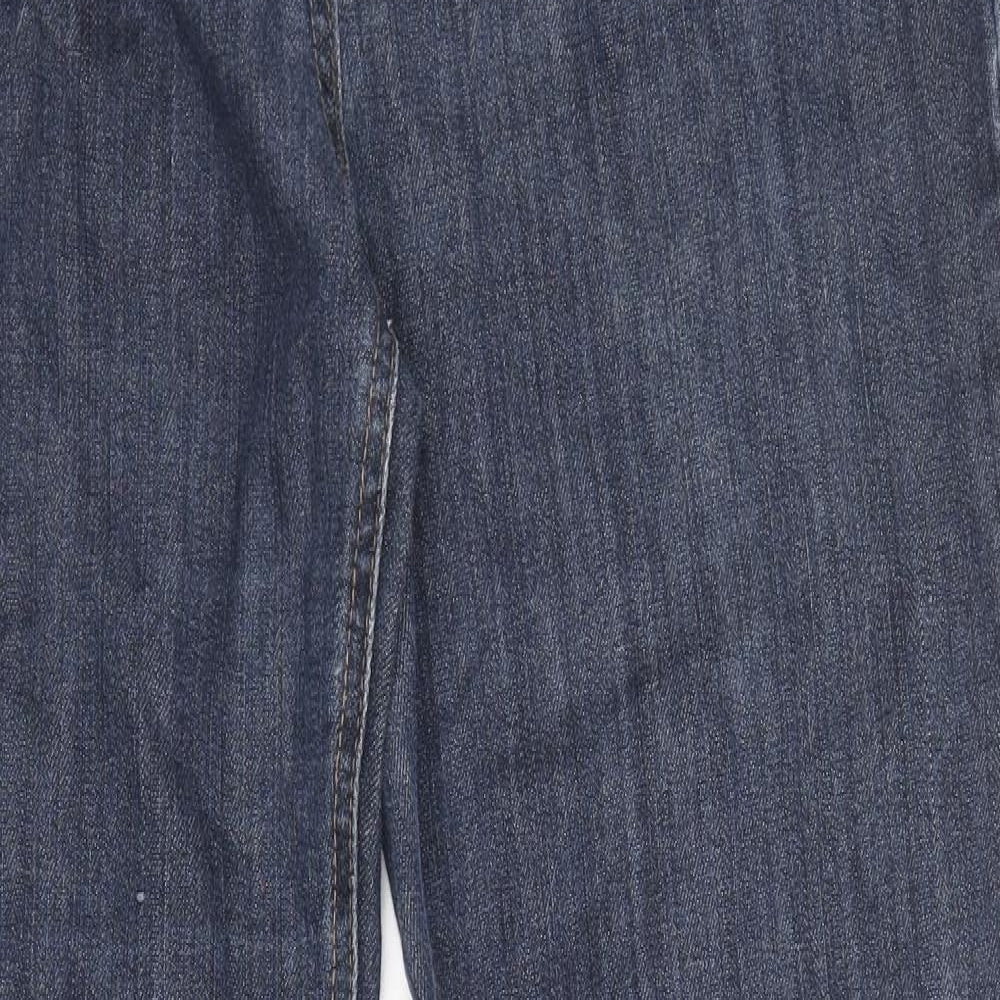 M&Co Womens Blue Cotton Straight Jeans Size 14 Regular Zip
