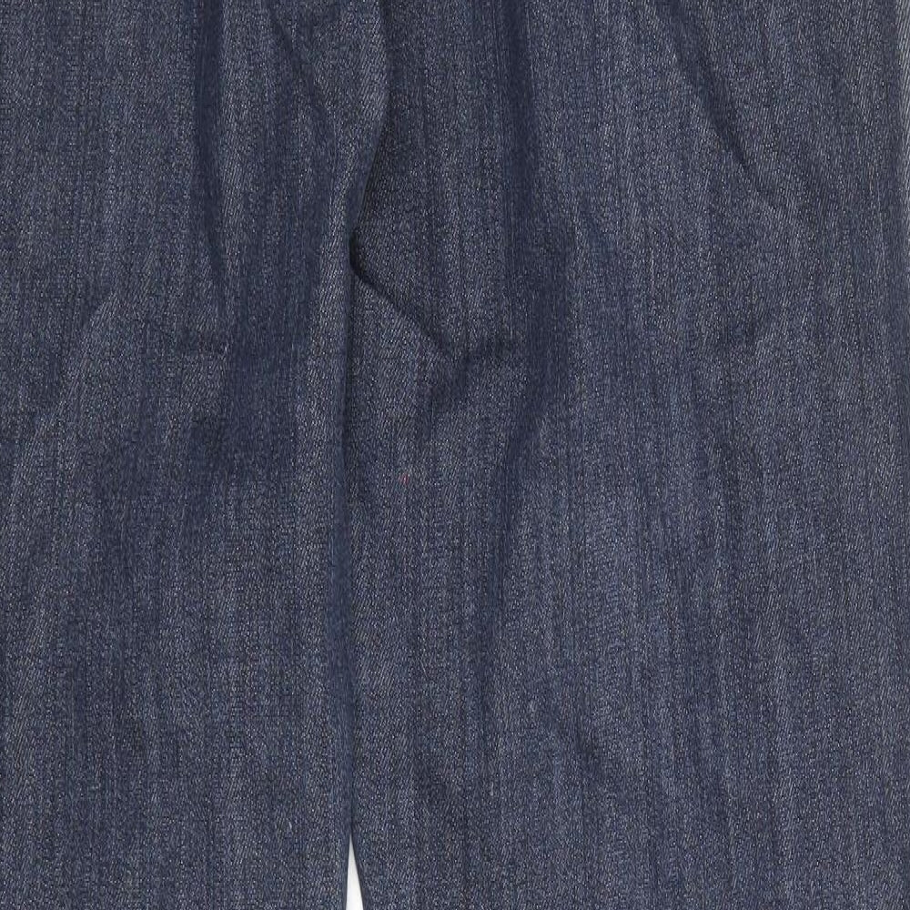 M&Co Womens Blue Cotton Straight Jeans Size 14 Regular Zip
