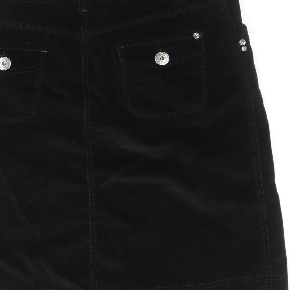 BHS Womens Black Cotton Straight & Pencil Skirt Size 10 Zip