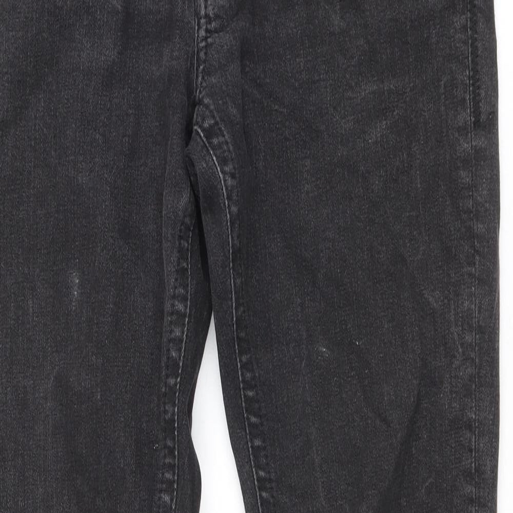Preworn Womens Black Cotton Straight Jeans Size 28 in Regular Button