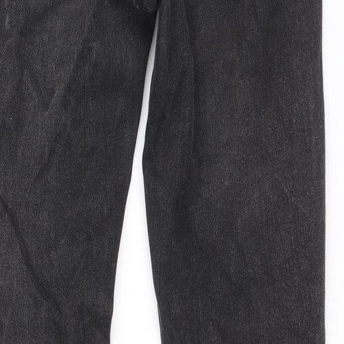 Preworn Womens Black Cotton Straight Jeans Size 28 in Regular Button