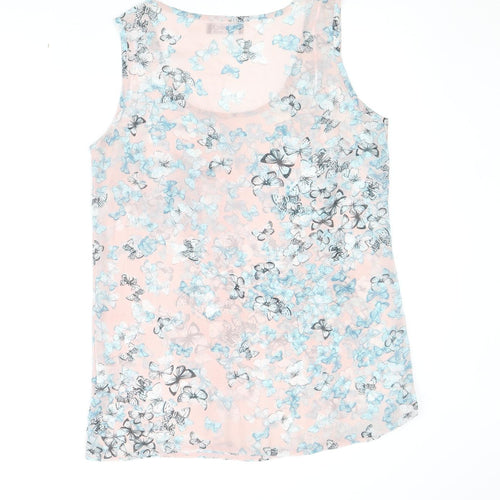 Select Womens Pink Geometric Polyester Basic Tank Size 10 Round Neck - Butterfly Print