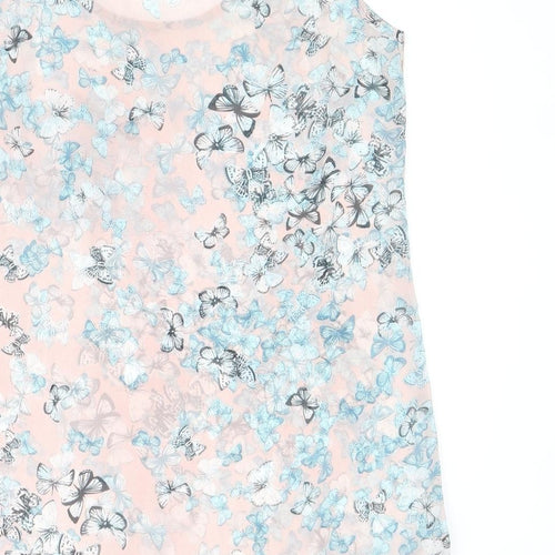 Select Womens Pink Geometric Polyester Basic Tank Size 10 Round Neck - Butterfly Print