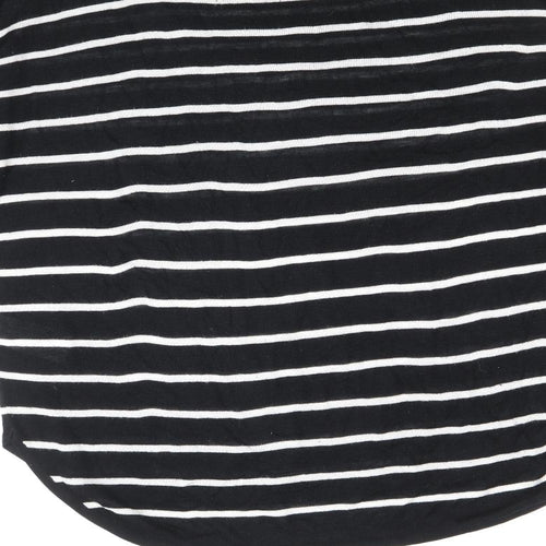 H&M Womens Black Boat Neck Striped Viscose Pullover Jumper Size XS