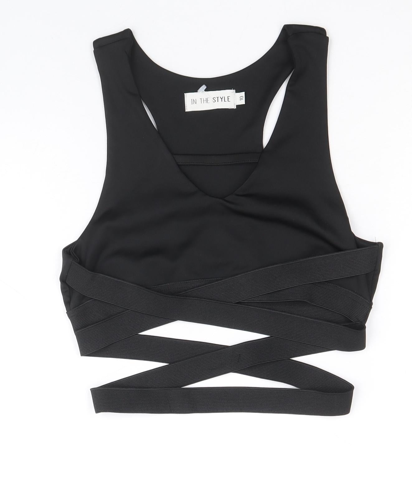 In the Style Womens Black Polyester Cropped Tank Size 10 V-Neck