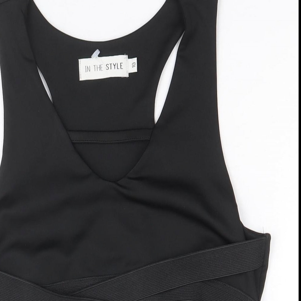 In the Style Womens Black Polyester Cropped Tank Size 10 V-Neck