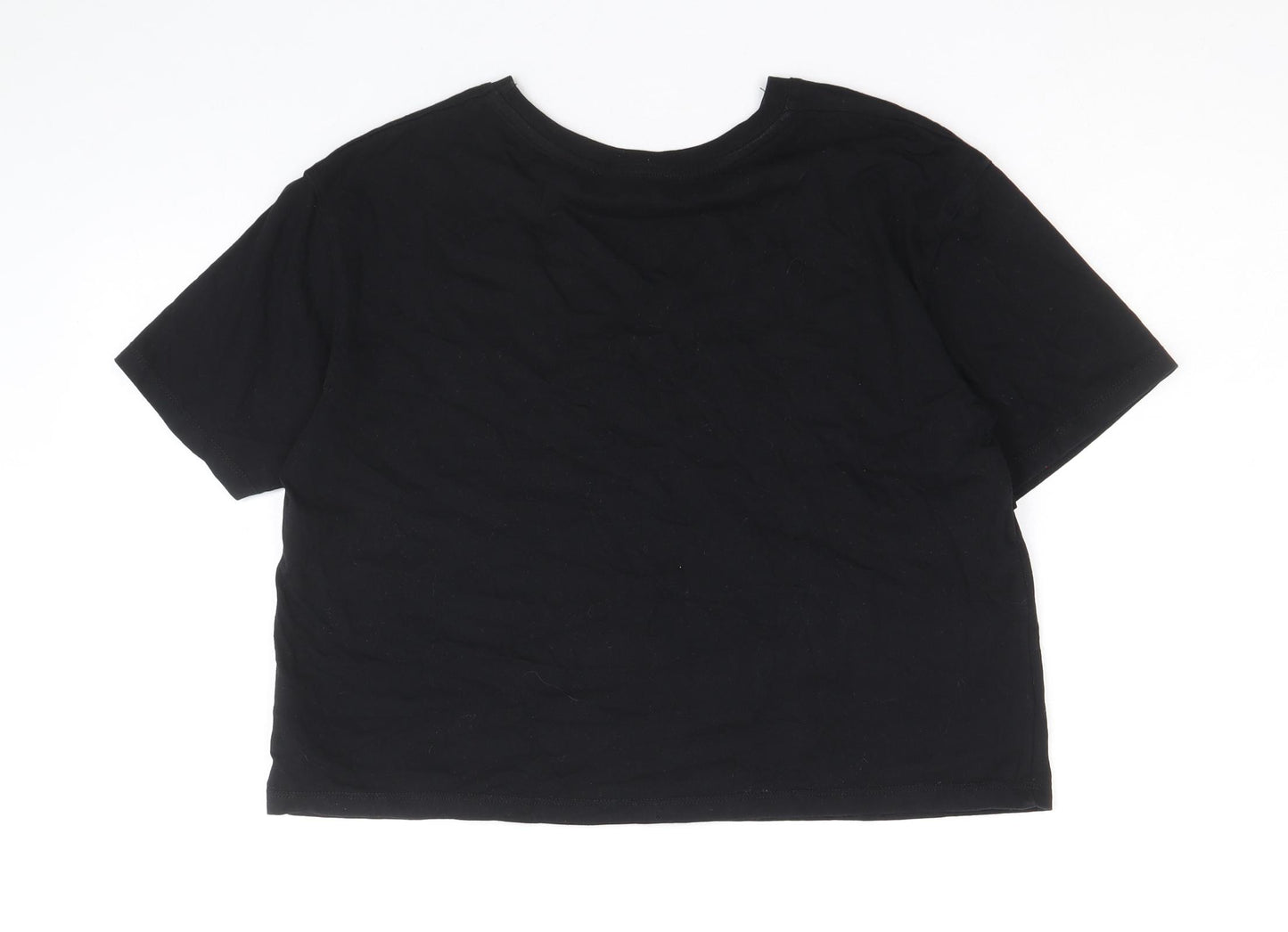 New Look Womens Black Cotton Basic T-Shirt Size 8 Round Neck
