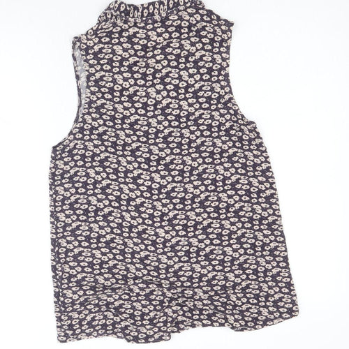 New Look Womens Purple Geometric Viscose Basic Tank Size 12 V-Neck