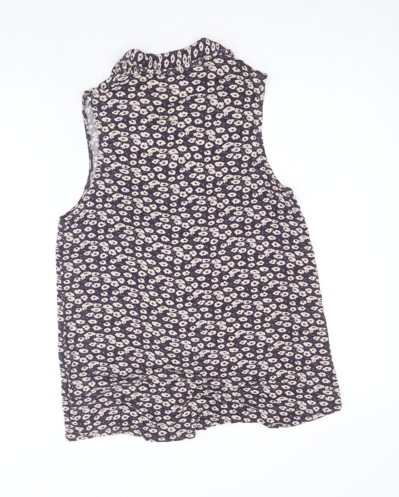 New Look Womens Purple Geometric Viscose Basic Tank Size 12 V-Neck