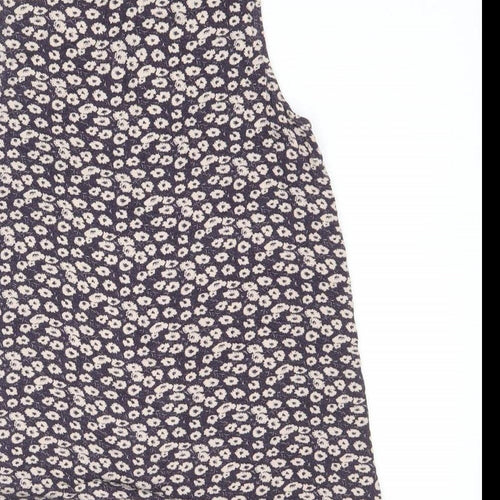 New Look Womens Purple Geometric Viscose Basic Tank Size 12 V-Neck