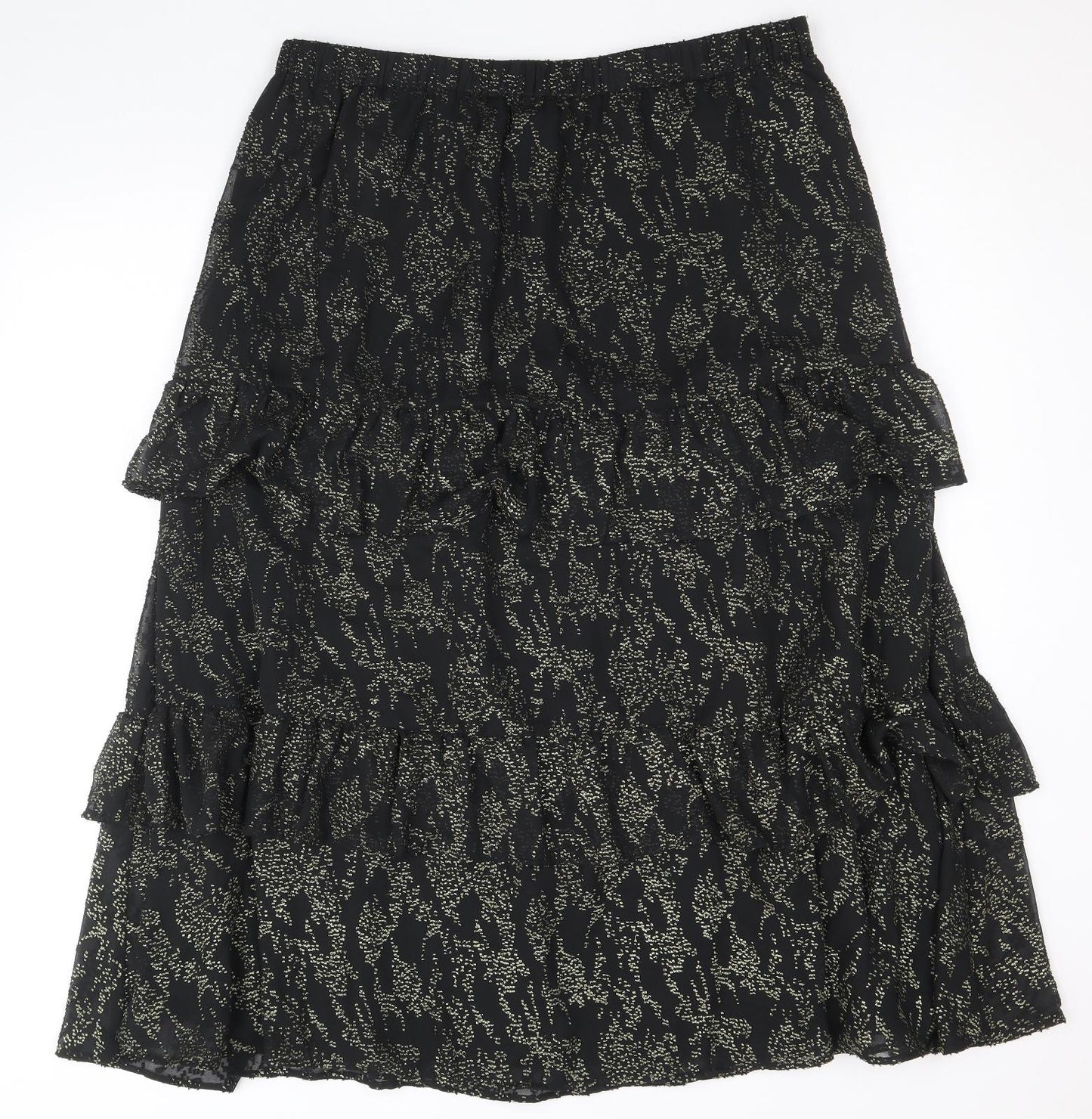 Marks and Spencer Womens Black Geometric Polyester A-Line Skirt Size 18