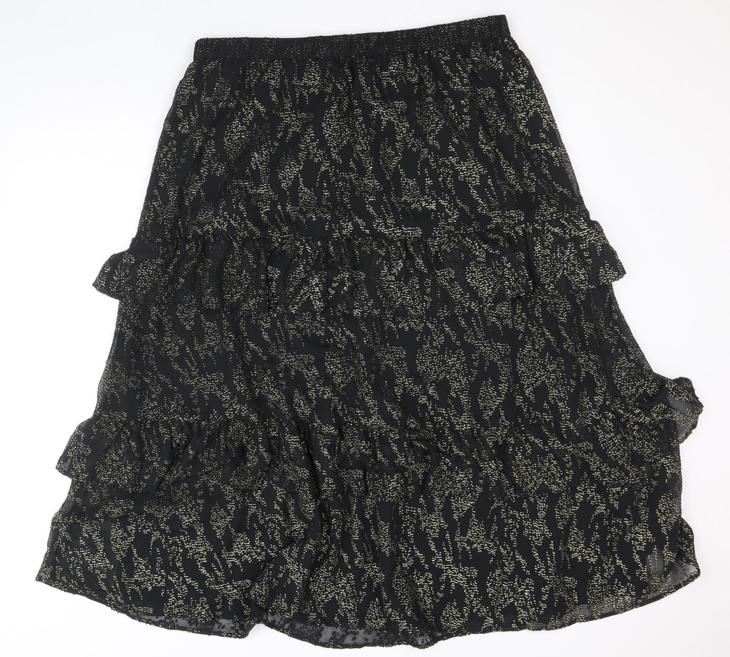 Marks and Spencer Womens Black Geometric Polyester A-Line Skirt Size 18